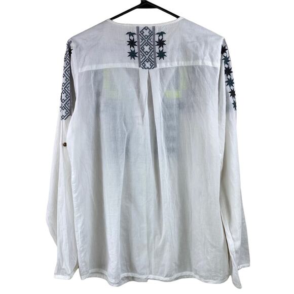 Beautiful Stories Womens Cotton Embroidered Blouse and Matching Necklaces Size L - Picture 3 of 7